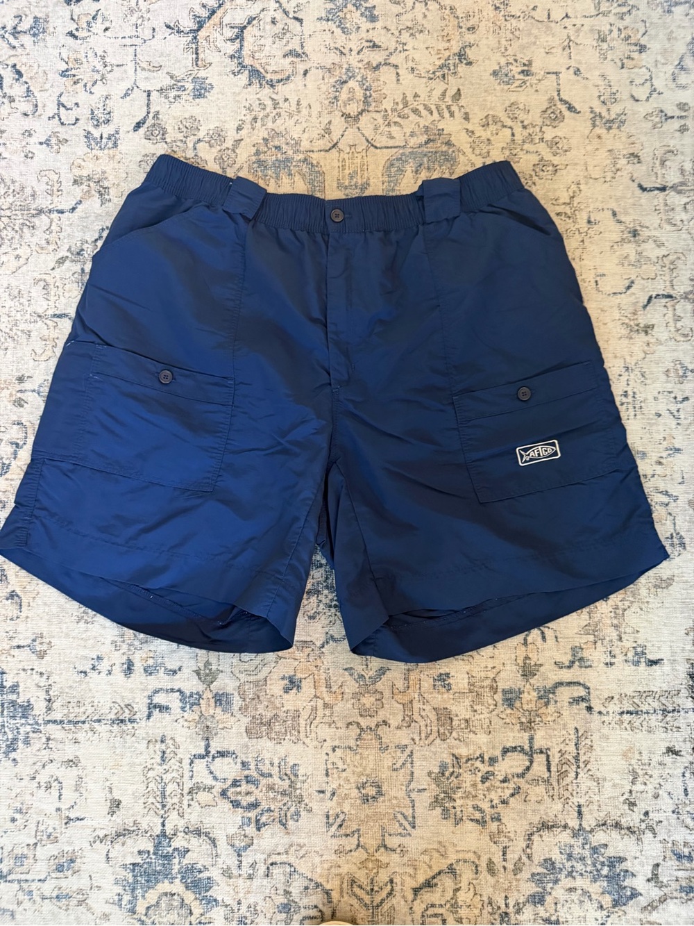 AFTCO Navy Blue Cargo Shorts with Pocket Flaps